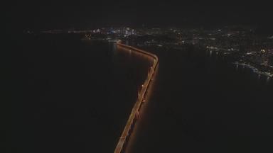 大连跨海大桥夜景高清航拍